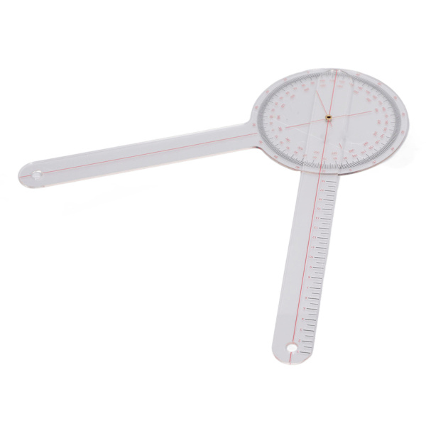 Ortopedisk goniometer i stor storlek - 360° vinkelvinkellinjal för knäleds-, armbågs- och axelterapi (31,6 cm/12,4 tum)