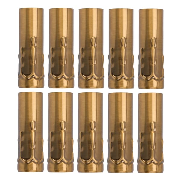 10 stk. E14 Metallrør for lysestake lampeholder lampebase belysningstilbehør 25x80mm gullbronse