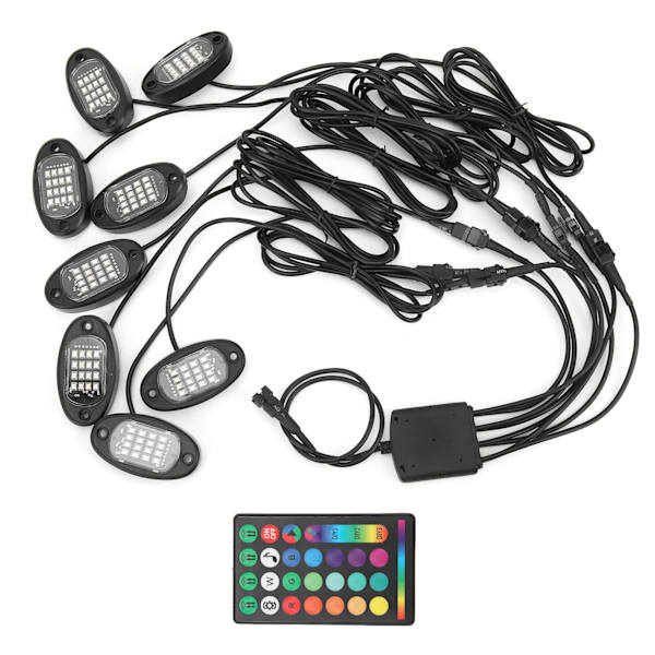 Värikäs auton alustavalaisin - 16 LED, DC12V, RGB, APP & RF-kaukosäädin