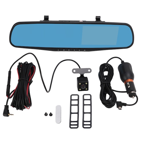 Dual Lens 1080P Speil Dash Cam med parkeringsmonitor og loop-opptak