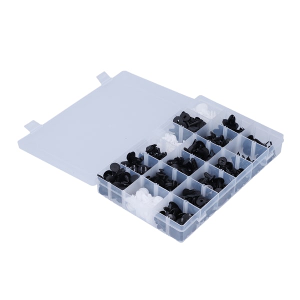 Bilholderclips sortiment - 415 stk, 18 sorter, plastikfæster, trykstifter, karrosserinitter