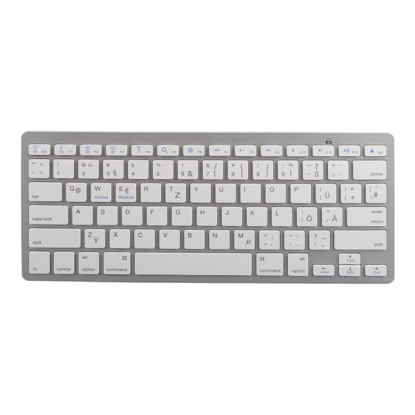 Trådløst tastatur Mini 78 taster Ultratynde bærbare hvide computertastaturer til Android til OS X til IOS til WindowsGerman