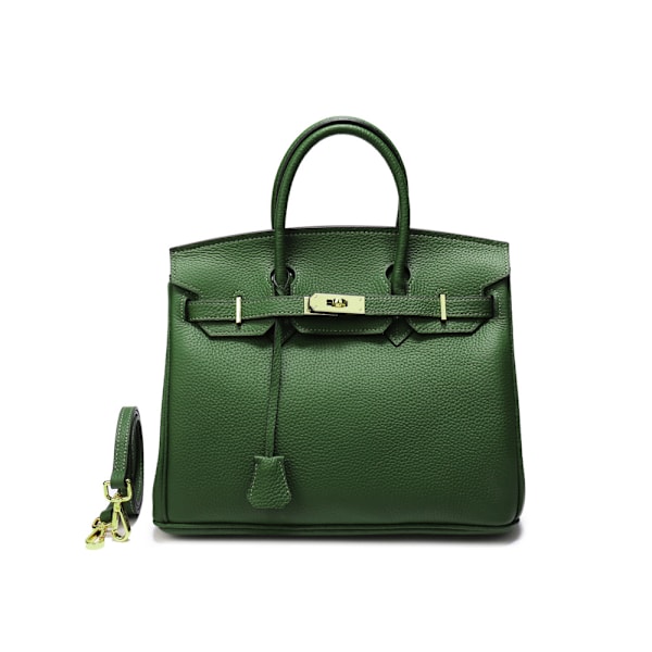 Snygg Militärgrön Damhandväska 30cm Toppskikt Läder Lychee Design Military green 30CM