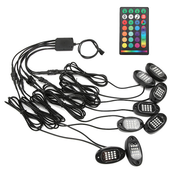 Värikäs auton alustavalaisin - 16 LED, DC12V, RGB, APP & RF-kaukosäädin