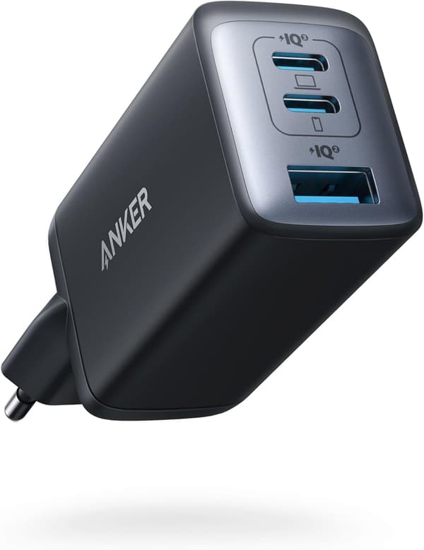 Anker 735 Lader GaNPrime 65W 1x USB-A 2x USB-C strømadapter 155
