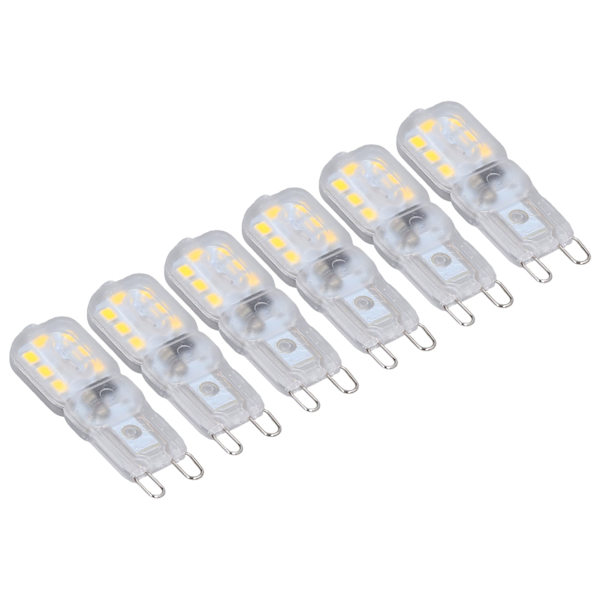 G9 Pære Dimbar Øyebeskyttelse Energibesparende 14 LED-er 3W Lyspære for Lysekrone Bordlampe 6 stk Naturlig Lys 220V