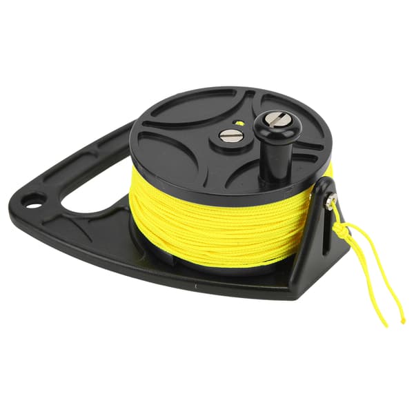 Diving Reel Spool Finger Reel Anchor Rope Spool Multifunctional with Yellow Thread for Cave Exile Diving Black