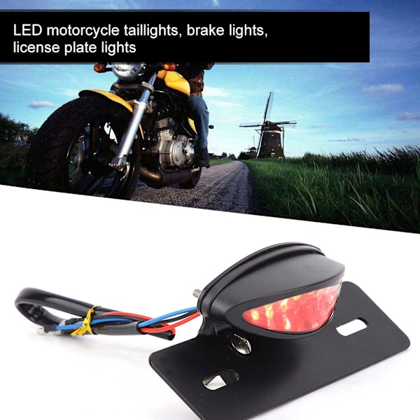 Motorsykkel Baklys Universal Retro LED Brems Lys Nummerplate Lys Indikatorlys (rød)