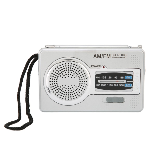 Kannettava Mini AM FM -transistoriradio DSP-sirulla, kaiuttimella ja kuulokeliitännällä (hopeanharmaa)