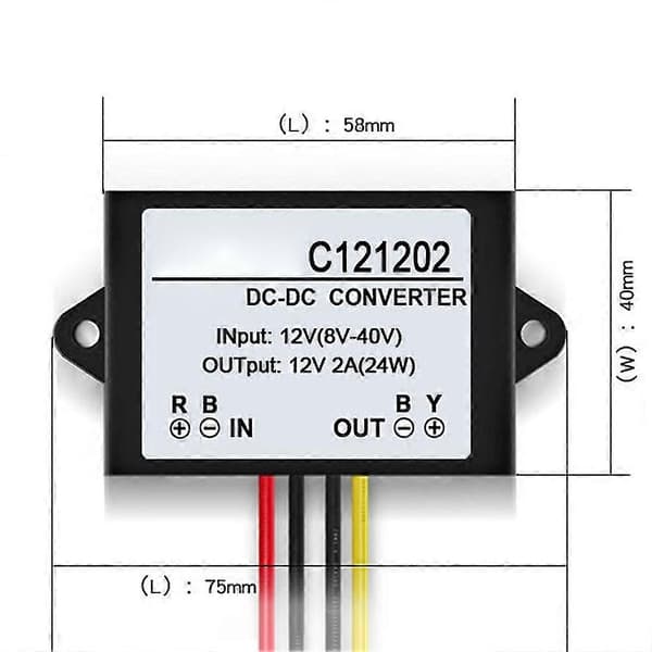 C121202 DC 12V til DC 12V 2A Vanntett Spenningsregulator Stabilisator Adapter Jikaix
