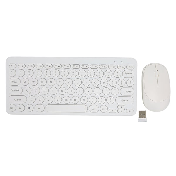 2.4G Trådlöst Tangentbord Mus Combo 78 Tangenter Retro Rund Knapp Mute Knappar Ergonomisk Mus och Tangentbord för Kontor Vit