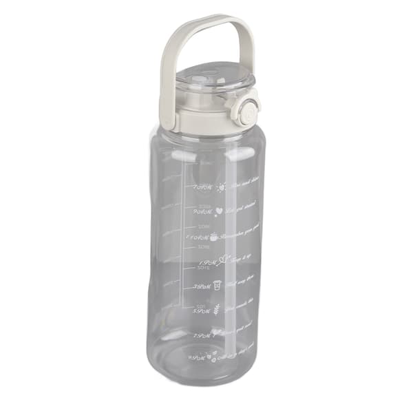 Stor Vattenflaska 2 Dricksmetoder PC PP Material Tydlig Skala Bärbar Matt Stor Vattenkanna med Sugrör för Fitness Vit 2000ml 0.7