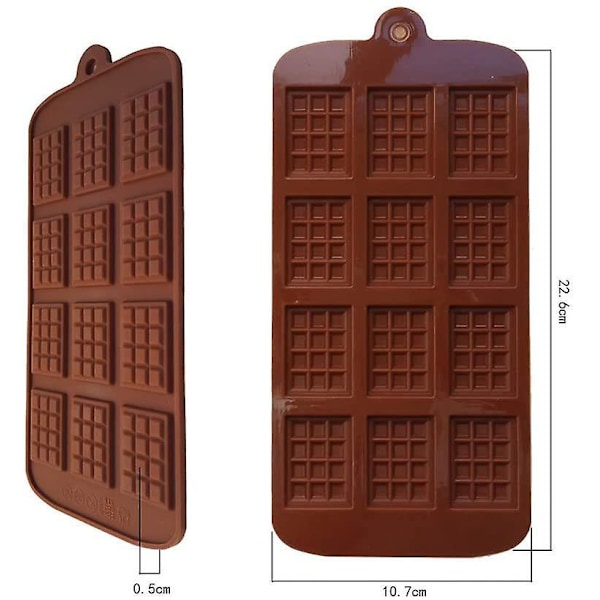 Silicone Chocolate Bar and Energy Bar Mold - 2 Pack, Rectangle Shape