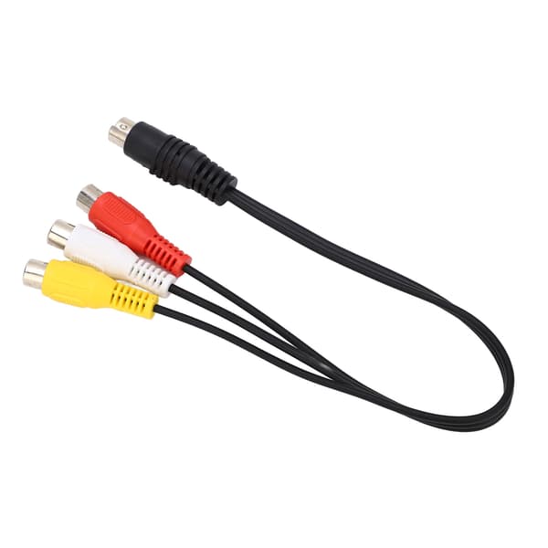 Mini DIN 7-pin hann til 3 RCA hunn videoadapterkabel 0,3 m rød gul hvit 0.1