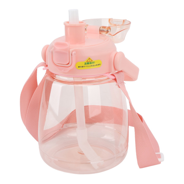 Läcksäker rosa vattenflaska med sugrör - 1100ml
