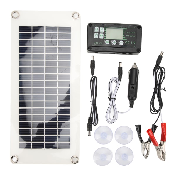 30W RV Solpanel Kit - Effektiv polysilicium PET batterioplader med 50A spændingskontrol til hytter, både og marinesoldater