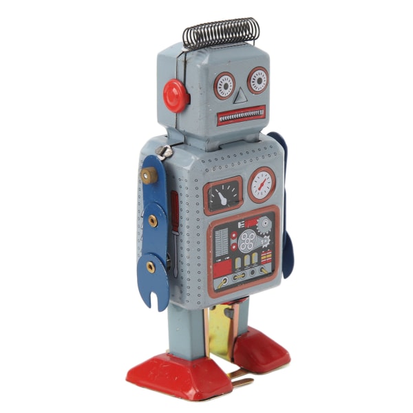 Vintage Wind Up Robot Toy - Retro Tin Clockwork Walking Legetøj til fotorekvisitter, dekoration, overraskelses fødselsdagsgave