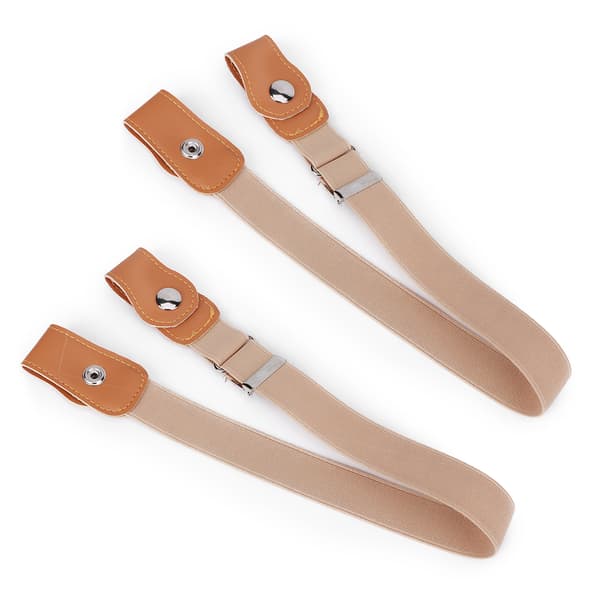 2 st Unisex Midjebälte Justerbart Stretch Bälte Spännlöst Andningsbart Lätt Midjeband (Khaki 100cm)