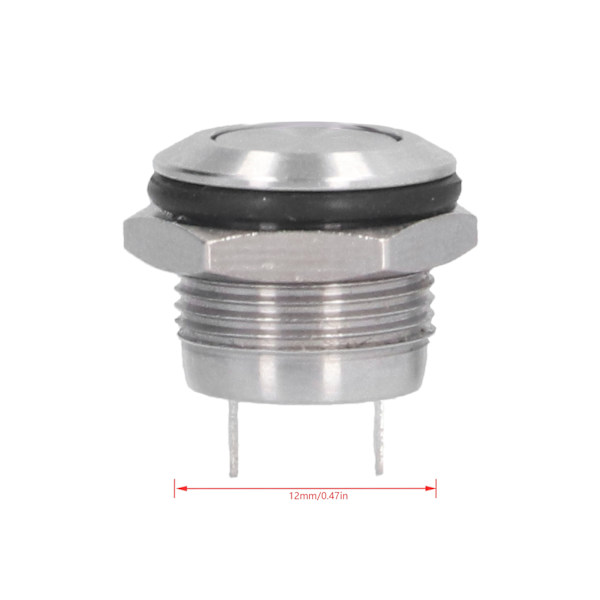 Platt Tryckknapp - 5 ST Rostfritt Stål Vattentät Skruvterminal Strömtillbehör 0‑220V 12mm