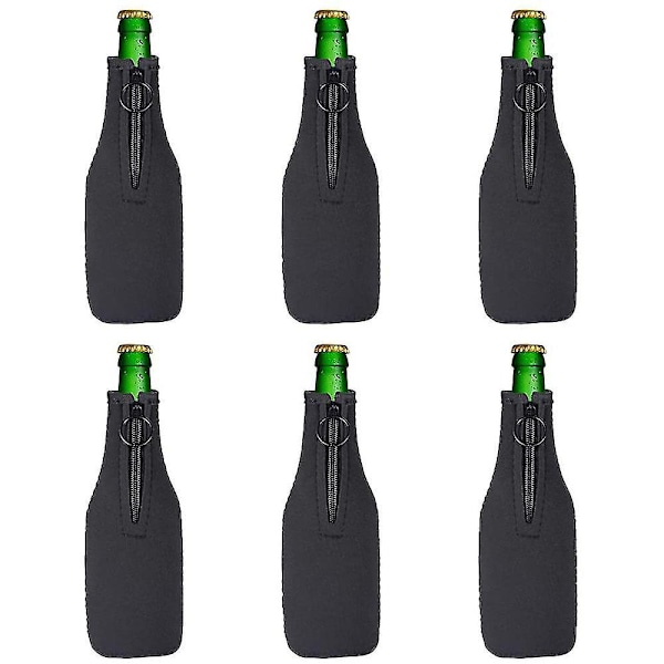 Neopreeninen olutpullon jäähdytysholkki vetoketjulla - sopii 12oz/330ml pulloille