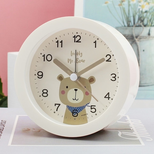 Cute cartoon animal round table clock bedside silent luminous small alarm clock