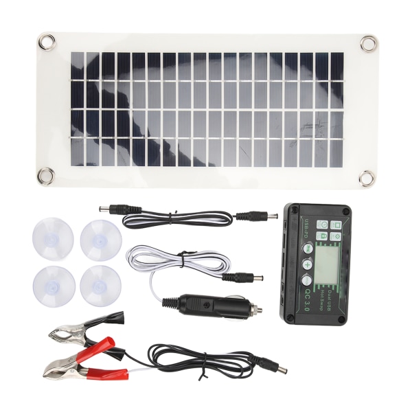 30W RV Solpanel Kit - Effektiv polysilicium PET batterioplader med 50A spændingskontrol til hytter, både og marinesoldater