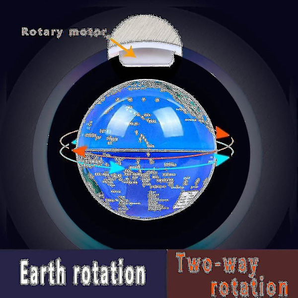 Svängande magnetisk levitation rund LED-världskarta glob med flera färger EU-kontakt GULD