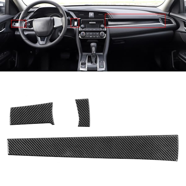 Dashboardkåpor i äkta kolfiber till Honda Civic 2016-2019 (3st/set)