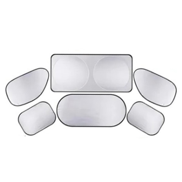 Bilsolskyddsset - 6st silverbelagd dubbelslinga för vindruta, Ultimate Automotive Sunshade Kit