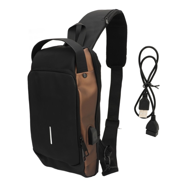 Vandtæt USB-opladningsslynge rygsæk til daglig brug, sport, camping - sort