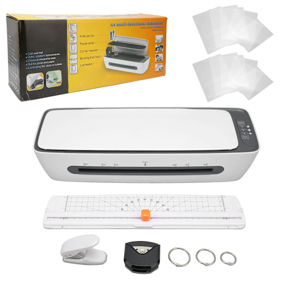 6 i 1 Termisk Laminator 1 min Rask Forvarming Varmt Kaldt System 9 tommers Laminator Maskin med Hjørnerunder for Skole Kontor EU-kontakt 220-240V