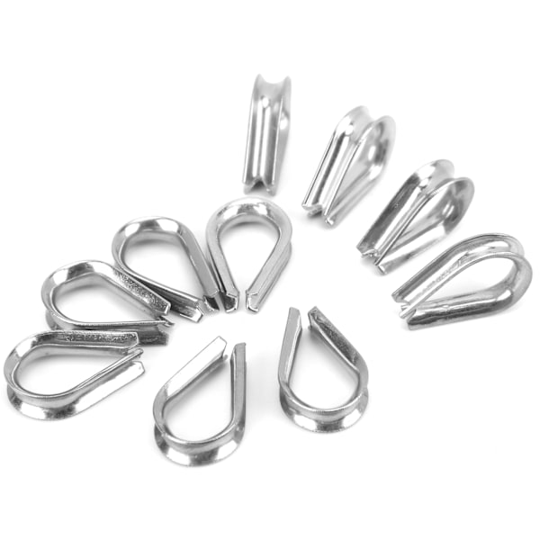 6MM Rustfri Stål Båd Wire Reb Klemmer Kabel Beskyttelsesringe Fingerbøl Klemmer