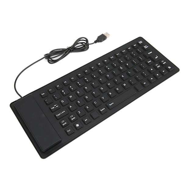 Foldbart Silikontastatur 85 Taster Foldbart Design Lydløst Ledningsført Vandafvisende Støvsikkert Fleksibelt Tastatur Sort