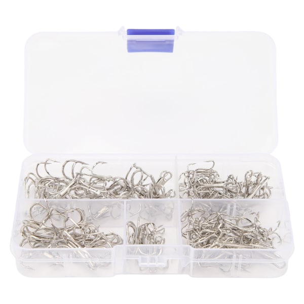 High Strength 120PCS Treble Fishhooks Set - Premium High Carbon Steel Treble Hooks Kit för havsfiske