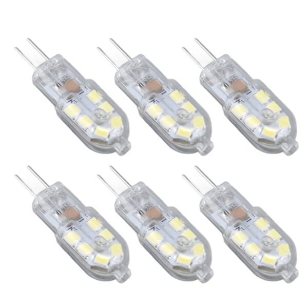 G4 2835 LED-pære 10-pakning, Transparent Plug-in Lyspære for Bobil Skap Landskapslys, 6500K Hvit Lys