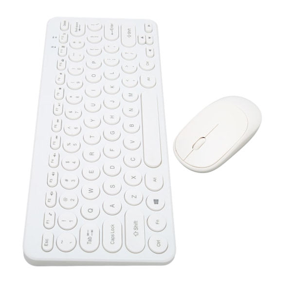 2.4G Trådlöst Tangentbord Mus Combo 78 Tangenter Retro Rund Knapp Mute Knappar Ergonomisk Mus och Tangentbord för Kontor Vit
