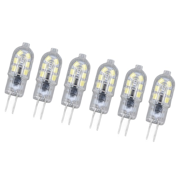 10 pakke G4 2835 LED-pære - Gjennomsiktig plug-in lyspære for bobilskap landskapslys - 6500K hvitt lys