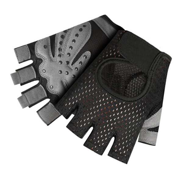2 stk Halvfinger Sportshansker Polyester Slitasje Bestandig Anti Skli Kort Finger Hanske for Sykling Ridning Trening Svart M