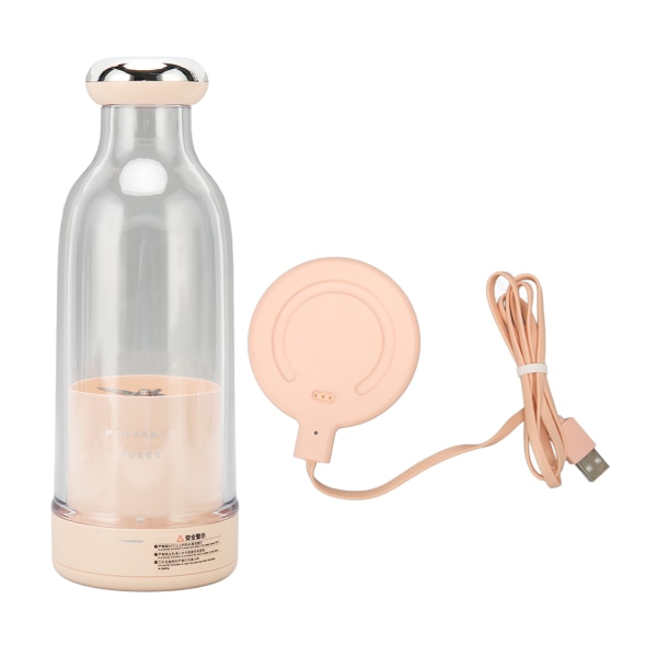 Kraftfull rosa personlig mixer för shakes och smoothies - 6-blads elektrisk juicepressflaska