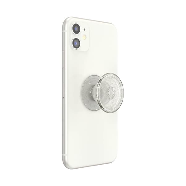 PopSockets Avtakbart grep med stativfunksjon Klart Glitter Sølv Silver, Translucent 20