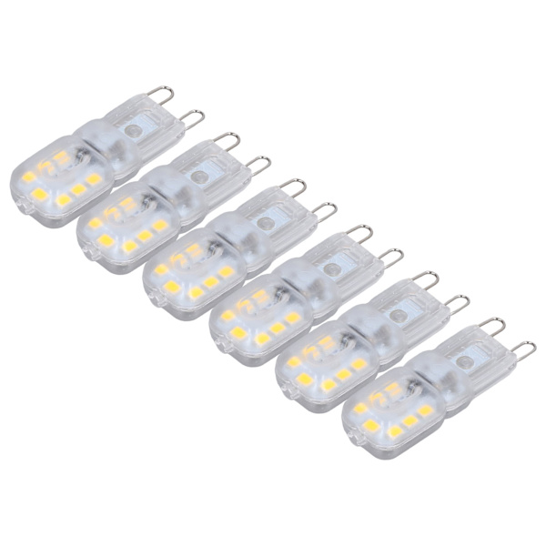 G9 Pære Dimbar Øyebeskyttelse Energibesparende 14 LED-er 3W Lyspære for Lysekrone Bordlampe 6 stk Naturlig Lys 220V