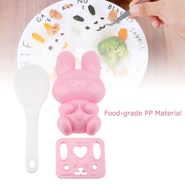 Cartoon Kanin Sushi Risform Set (3 delar, Rosa)