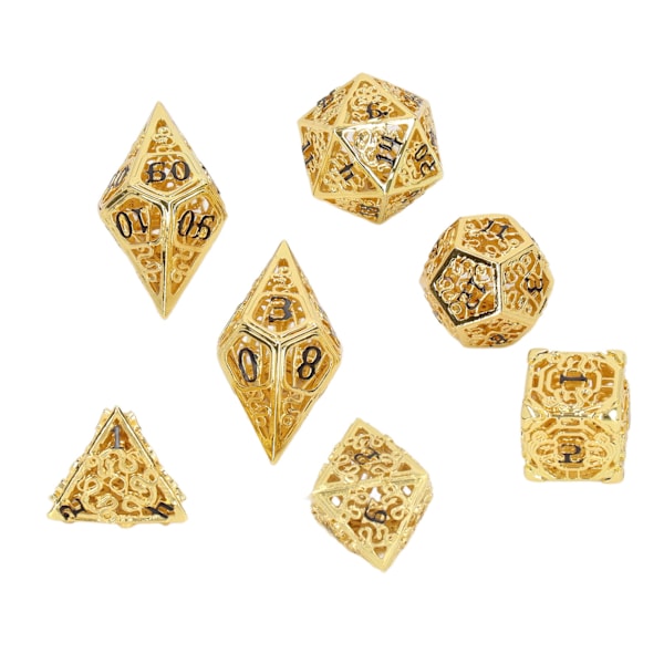 7pcs Hollow Polyhedral Dice Portable Party Role Playing Game Brass Dice Props for Math Teaching