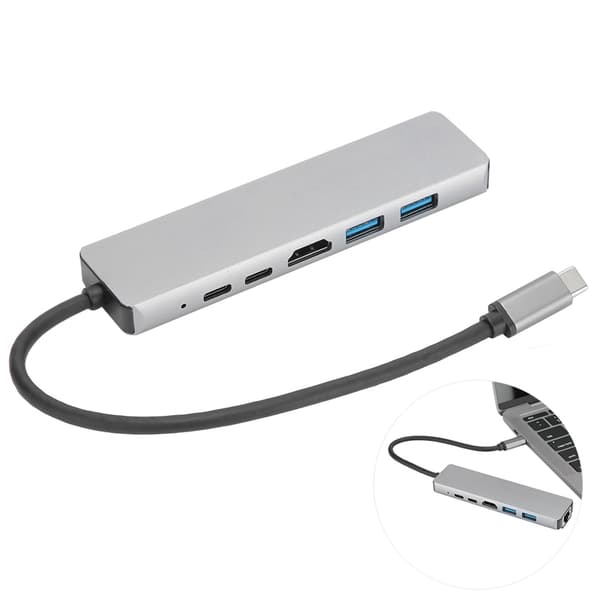 6-i-1 Dokkingstasjon Type-C til High Definition Multimedia Interface /87WPd RJ45 USB3.1 4K Dokkingstasjon Adapter