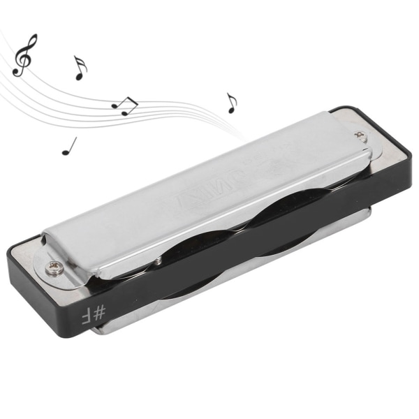 Blues Harmonica 10&#8209;hul Mundorgan #F Key ABS Resin Comb Blæseinstrument Professionelt (sort)