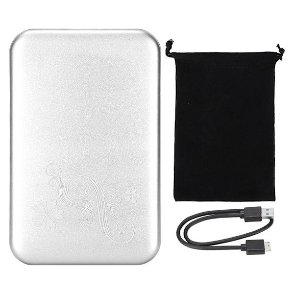 Harddisk-kabinet 2,5 tommer USB3.0 Support 3TB 5 Gbps Transmission Aluminium Alloy Plug and Play HDD Kabinet Sølv
