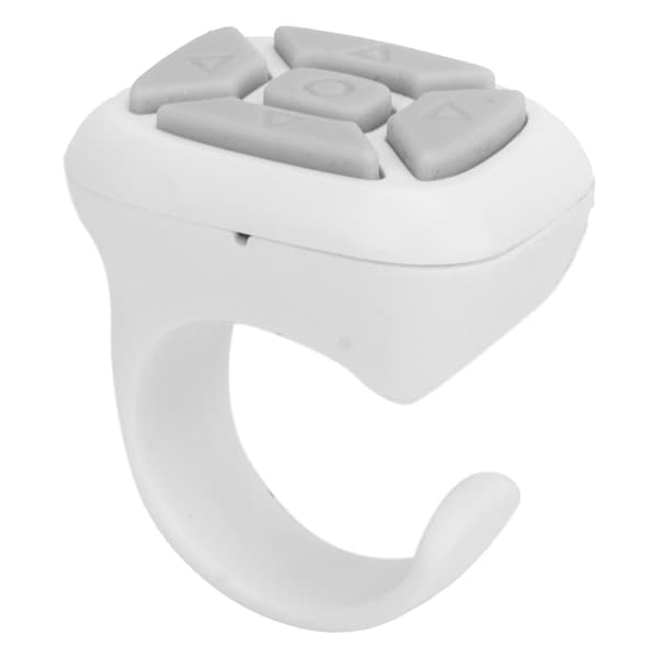 Remote Control Ring Mobile Phone Bluetooth Remote Control Camera Shutter Selfie Button for Video Scrolling Click Like White