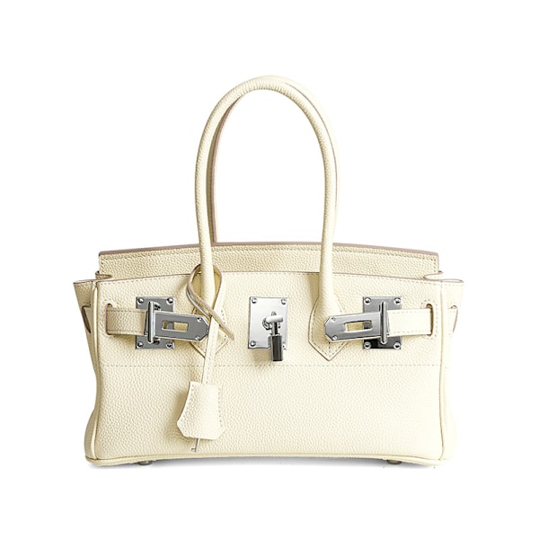 Elegant Vit Ko-Läder Handväska för Kvinnor Premium Kvalitet Chic Design Milkshake White 30*15*32cm