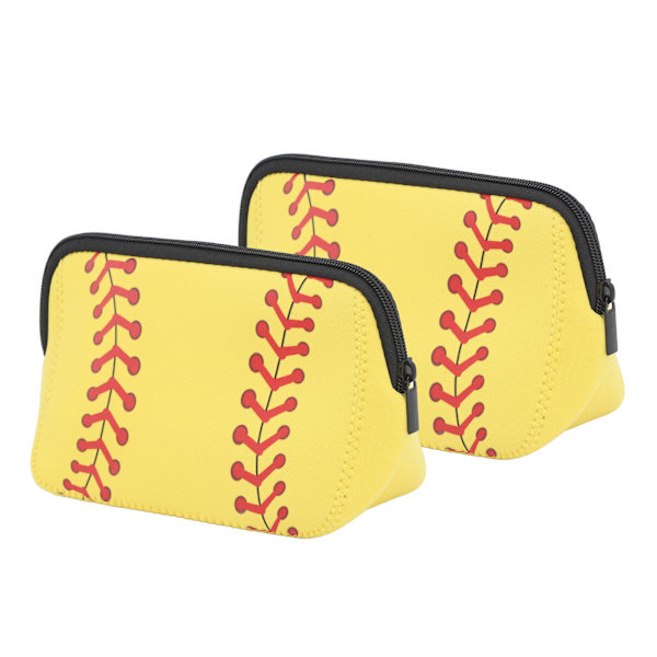 Baseball Print Neopren Vattentät Sminkväska - 2ST Gul