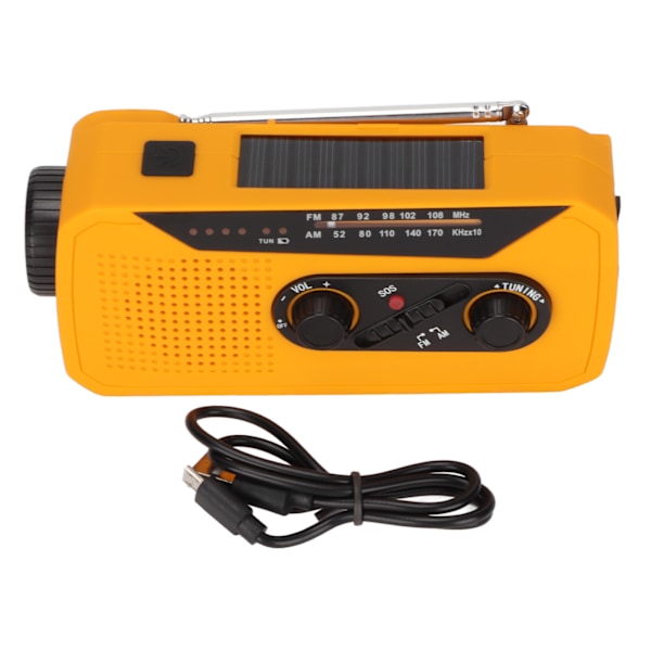Nödradio AM FM NOAA Solar Handvev USB-laddning 2000mAh Powerbank Väderradio med LED-lampa Ficklampa Europeisk Modell